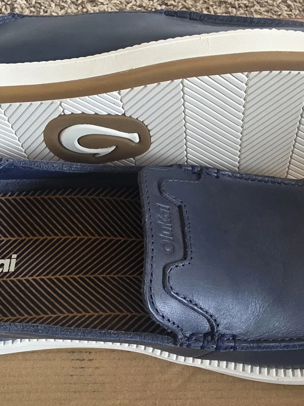 Olukai Men’s Navy Slip-On Loafers